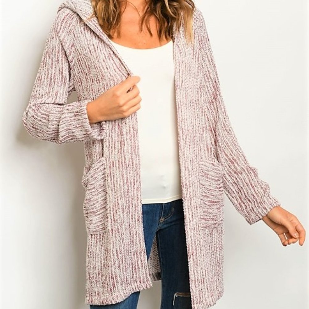 Open Front Hooded Knit Women's Cardigan